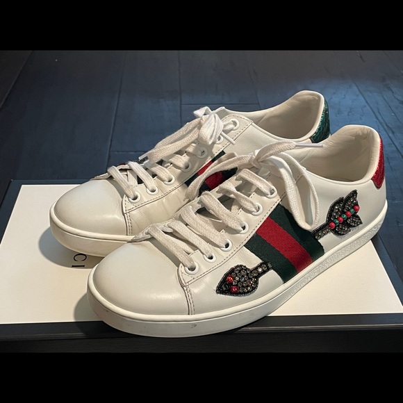 Gucci Ace Sneaker with Crystal Arrow Size 36 1/2 - Picture 3 of 10